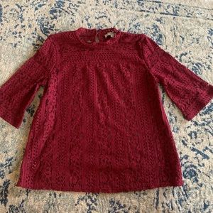 LOFT red lace blouse